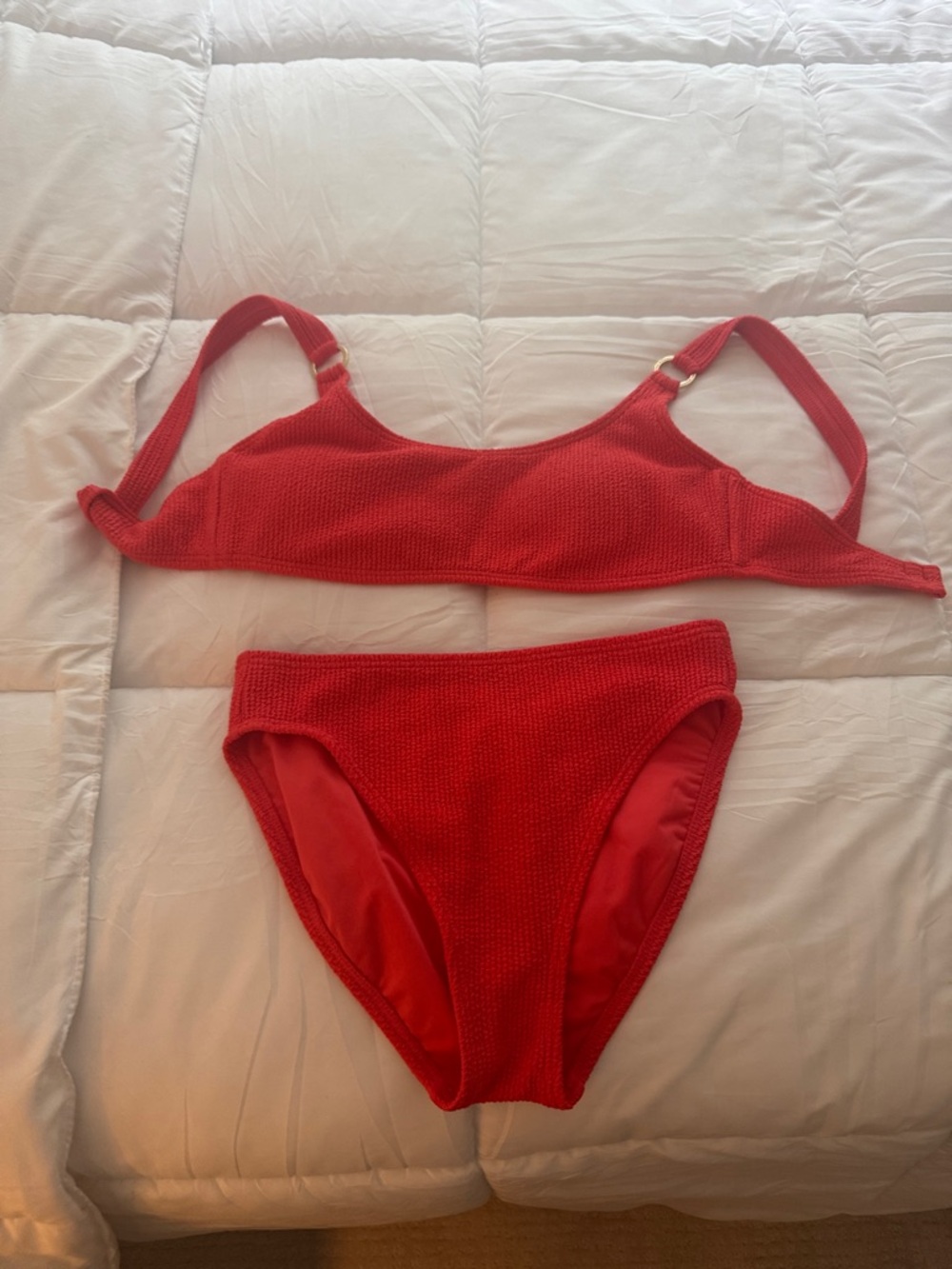 Michael Kors Red Textured Bikini Set